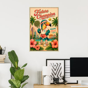 Aangepaste kinderkamer Retro Padel Poster - Toekom