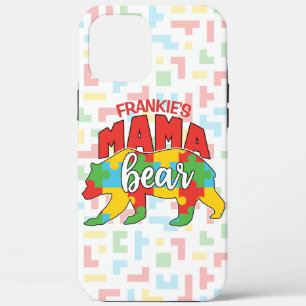 Aangepaste kindernaam Mama Beer Autism Awareness M iPhone 12 Pro Max Hoesje
