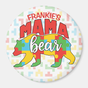 Aangepaste kindernaam Mama Beer Autism Awareness M Magneet