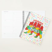 Aangepaste kindernaam Mama Beer Autism Awareness M Planner (Display)