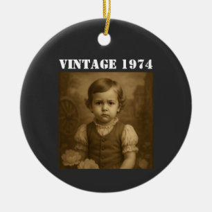 Aangepaste Kindertijd Foto & Jaar Vintage Geperson Keramisch Ornament