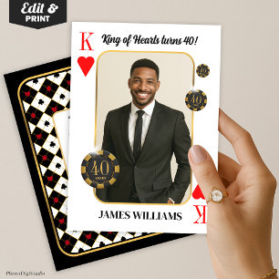 Aangepaste King of Hearts Verjaardag Uitnodigen, C Kaart