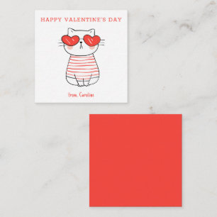 Aangepaste klaslokaalkat Happy Valentijnsdag nr. Notitiekaartje