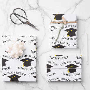 Aangepaste klasse met 20xx zwart gegraveerde Cap-c Inpakpapier Vel