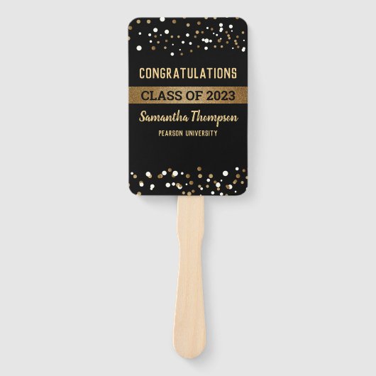 Aangepaste klasse van de gouden zwarte Afstuderen Handwaaier (Voorkant)