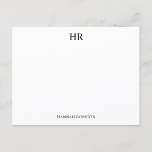 Aangepaste Klassieke Elegante Minimalistische Zwar Notitiekaartje