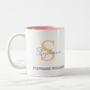 Aangepaste Klassieke Elegante Zwarte Witte Script Tweekleurige Koffiemok