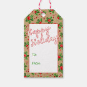 Aangepaste klassieke feestdag Groene Holly Red Ber Cadeaulabel (Voorkant)