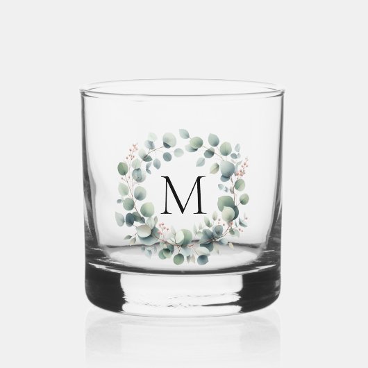 Aangepaste Klassieke Groene Eucalyptus Foliage Kra Whisky Glas (Voorkant)