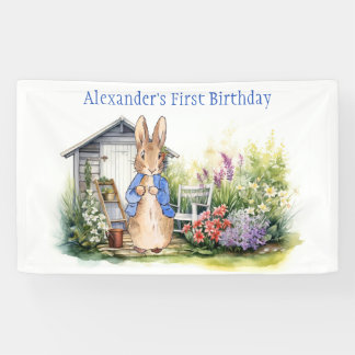 Aangepaste klassieke konijn eerste verjaardag part spandoek