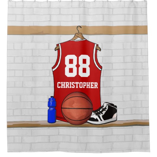 Aangepaste kleedkamer basketbal Jersey Douchegordijn (Voorkant)