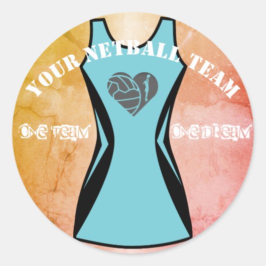 Aangepaste kleedkleur en Netball Team Slogan Ronde Sticker (Voorkant)