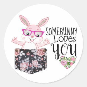 Aangepaste kleine babymeisjes Bunny Glasses Floral Ronde Sticker