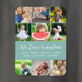 Aangepaste kleinkinderen Namen 9 Foto Collage Magneet