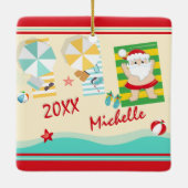 Aangepaste kletskerstman op het kerstfeest keramisch ornament (Achterkant)