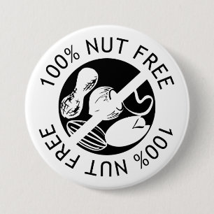 Aangepaste kleur 100% Nut Free Nut Allergy Alert Ronde Button 7,6 Cm