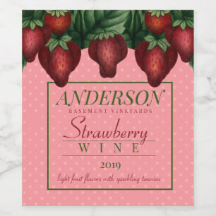 Aangepaste kleur aardbeien aardbeien zelfgemaakte wijn etiket