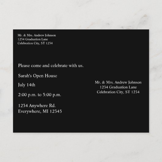 Aangepaste kleur Afstuderen klasse van gele elegan Uitnodiging Briefkaart (Achterkant)