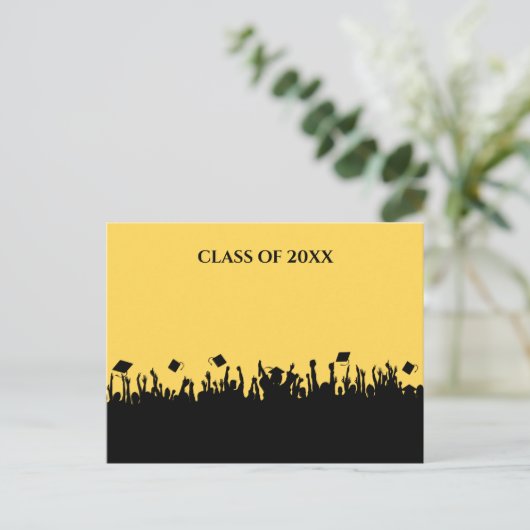 Aangepaste kleur Afstuderen klasse van gele elegan Uitnodiging Briefkaart (Staand voorkant)