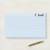 Aangepaste kleur blauwe gepersonaliseerde grote post-it® notes (Op bureau)