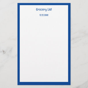 Aangepaste kleur Blauwe rand boodschappenlijstje Briefpapier