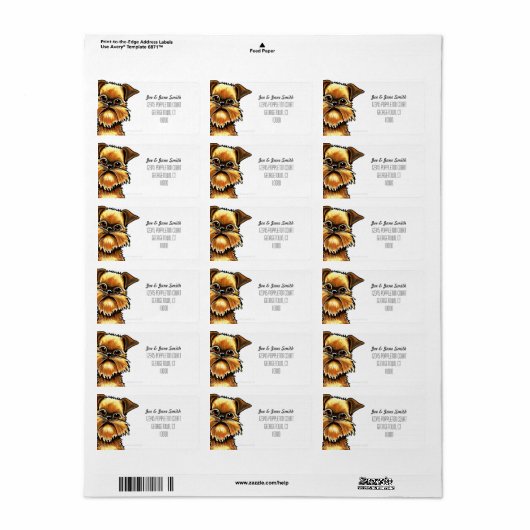 Aangepaste kleur Brussel Griffon Etiket (Full Sheet)