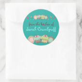 Aangepaste kleur doodles koekjes cupcakes bloemen ronde sticker (Tas)