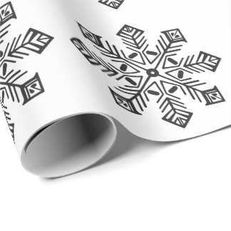 AANGEPASTE KLEUR: Eenvoudige Sneeuwvlok Silhouet Cadeaupapier