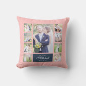 Aangepaste Kleur Elegante Script Mr & Mrs Foto Col Kussen (Voorkant)