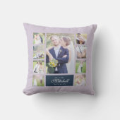 Aangepaste Kleur Elegante Script Mr & Mrs Fotocoll Kussen (Voorkant)