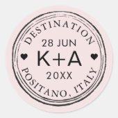 Aangepaste kleur en tekst Luchtpoststempel op een  Ronde Sticker (Voorkant)