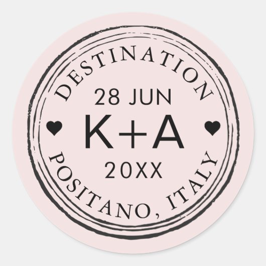 Aangepaste kleur en tekst Luchtpoststempel op een  Ronde Sticker (Voorkant)