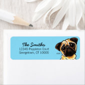 Aangepaste kleur Fawn Pug Face Etiket (Insitu)