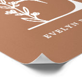 Aangepaste kleur Floral Monogram Letter E Name Nur Poster (Hoek)