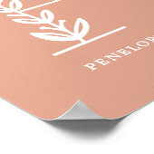 Aangepaste kleur Floral Monogram Letter P Name Nur Poster (Hoek)