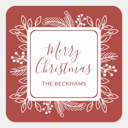 Aangepaste kleur Foliage Lijst | Rood verbrand Vierkante Sticker (Voorkant)