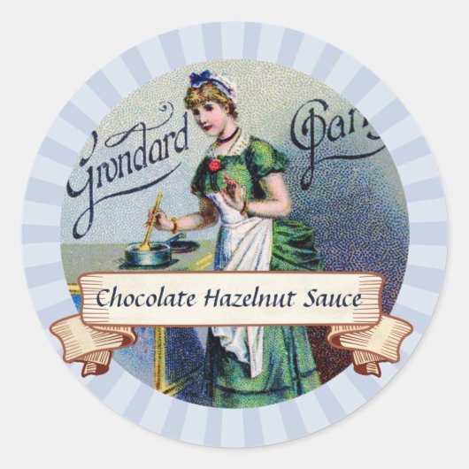 aangepaste kleur Franse chocolade vrouw inblikken Ronde Sticker (Voorkant)