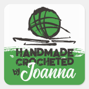 Aangepaste kleur gehaakte haken bal van garen labe vierkante sticker
