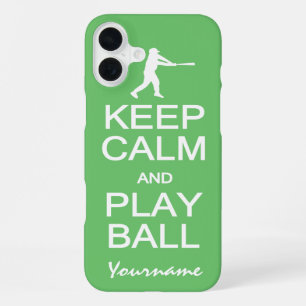 Aangepaste kleur hoesjes met 'Keep Calm & Play Bal iPhone 16 Plus Hoesje