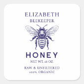 Aangepaste kleur honingbij  conservenlabel vierkante sticker (Voorkant)
