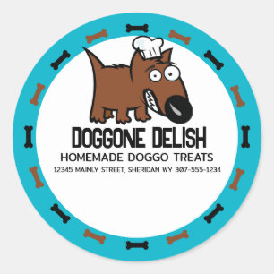 Aangepaste kleur huisdier voedsel chef hondenvoer  ronde sticker