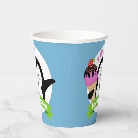 Aangepaste kleur Ice Cream Penguin Papieren Bekers (Rechts)