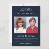 Aangepaste kleur Kind Foto Opslaan Datum | marine Magnetische Uitnodiging (Voorkant)