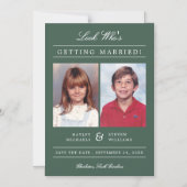 Aangepaste Kleur Kind Foto Sla de datum op | Green Magnetische Uitnodiging (Voorkant)