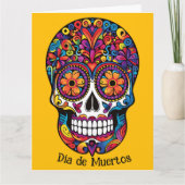 Aangepaste kleur kleurrijke suikerschedel Día de M Kaart (Voorkant)