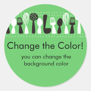 Aangepaste kleur koken gebruiksvoorwerpen cadeau l ronde sticker