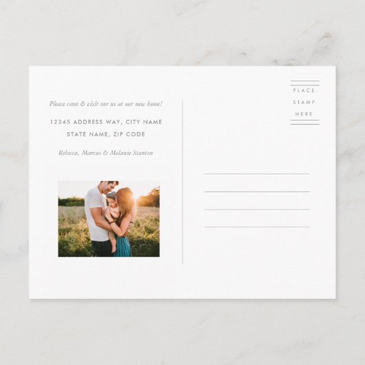 Aangepaste kleur koloniaal rood voorklep verplaats aankondigingskaart (Achterkant)