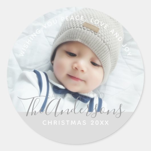 Aangepaste kleur met aangepaste foto's en tekst ronde sticker (Voorkant)