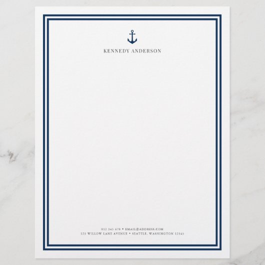 Aangepaste Kleur Modern Klassiek Anker Gepersonali Briefhoofd (Voorkant)