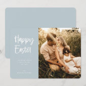 Aangepaste kleur Modern script Happy Paasfoto Feestdagenkaart (Voorkant / Achterkant)